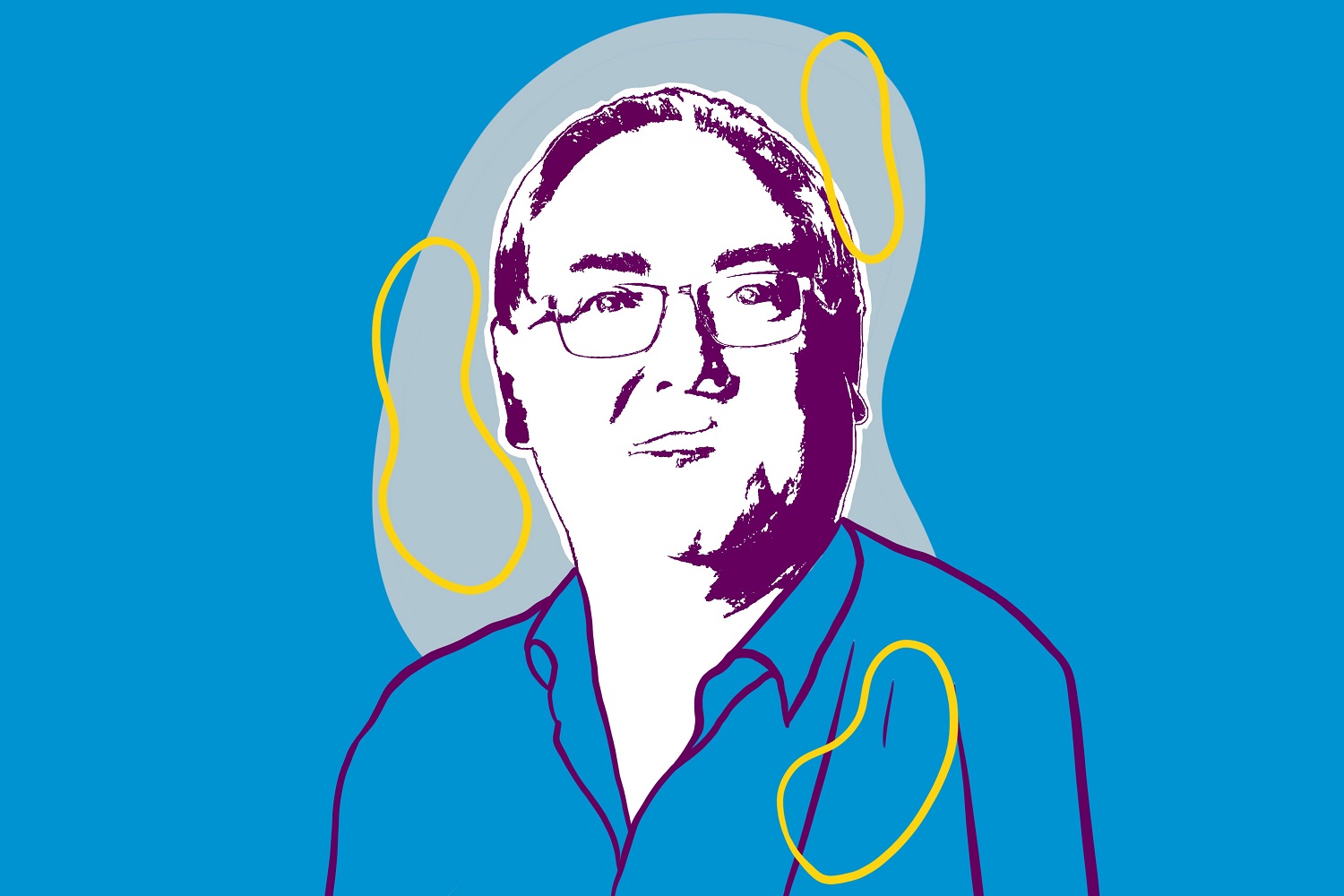 Tekening van Ad Plandsoen, redactieoverleg